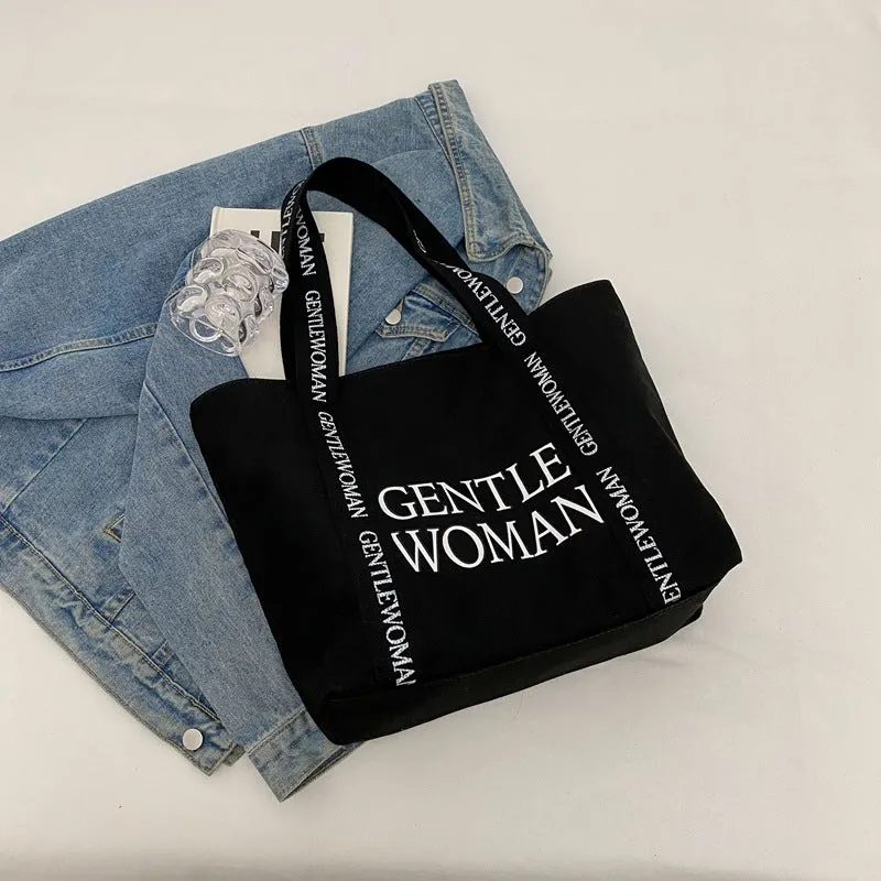 Letter Contrast Color Large Capacity Wide Shoulder Bags