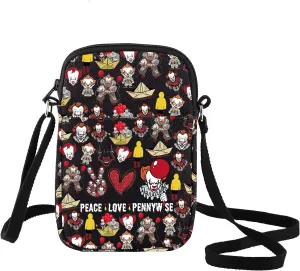 LEVLO Clowns Crossbody Bag Movie Fans Gift Peace Love Clowns Movie Shoulder Bag Horror Movie Merchandise