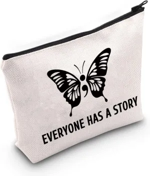 LEVLO Semicolon Butterfly Gift Everyone Has A Story Makeup Bags Gift Suicide Mental Health Awareness Inspirational Gifts (Everyone Has A Story)