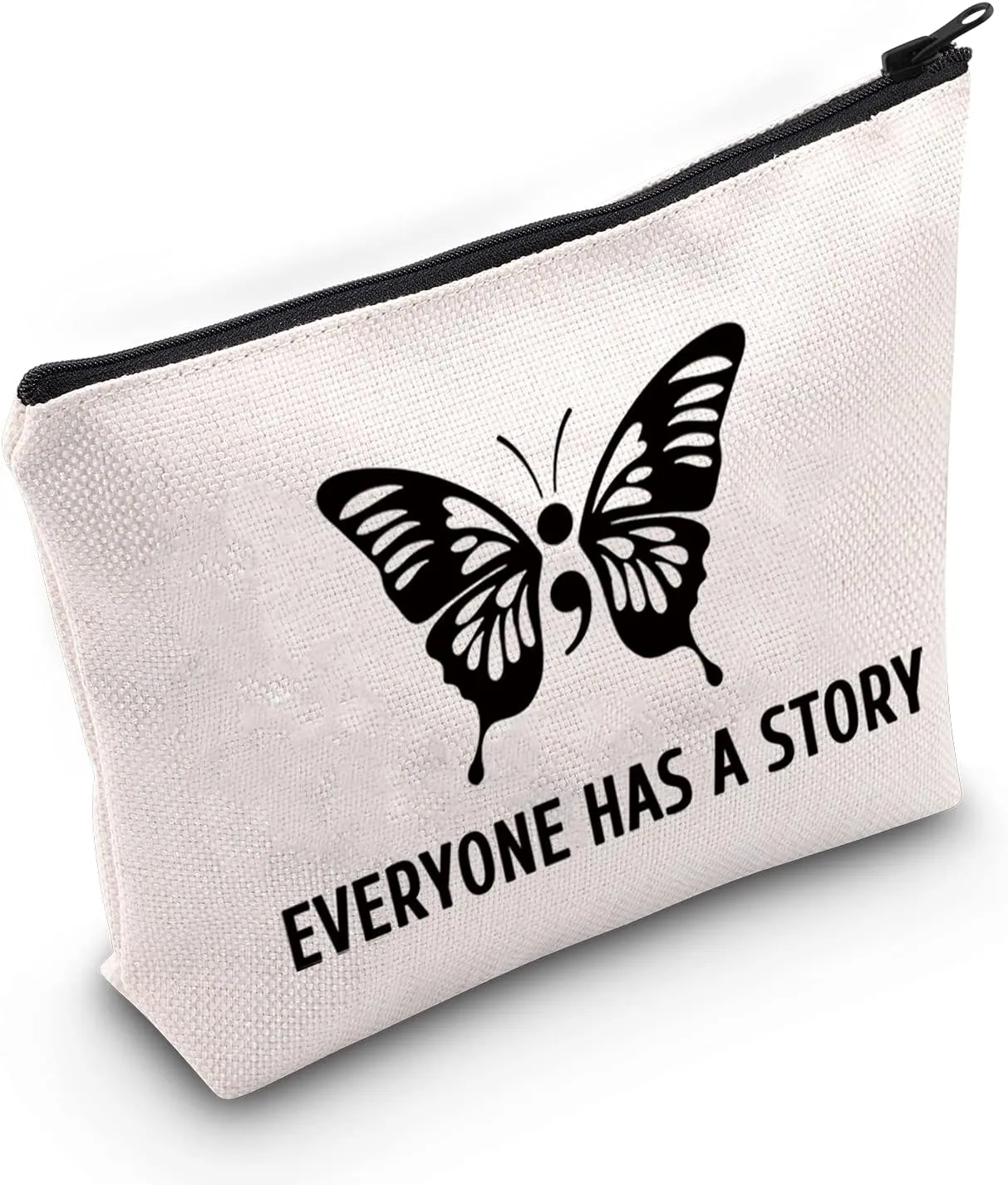 LEVLO Semicolon Butterfly Gift Everyone Has A Story Makeup Bags Gift Suicide Mental Health Awareness Inspirational Gifts (Everyone Has A Story)