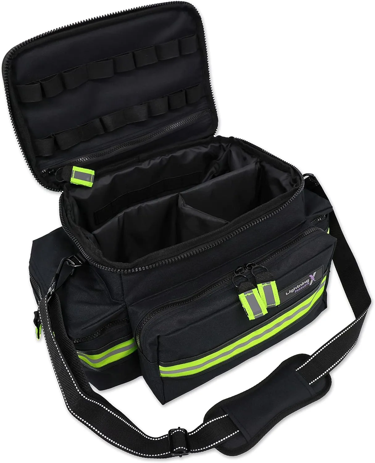 Lightning X Mid-Sized First Responder EMT Bag | LXMB25 | Fully Stocked w/ 248  First Aid Supplies   Trauma Pak w/C.A.T. Tourniquet & QuikClot - Black