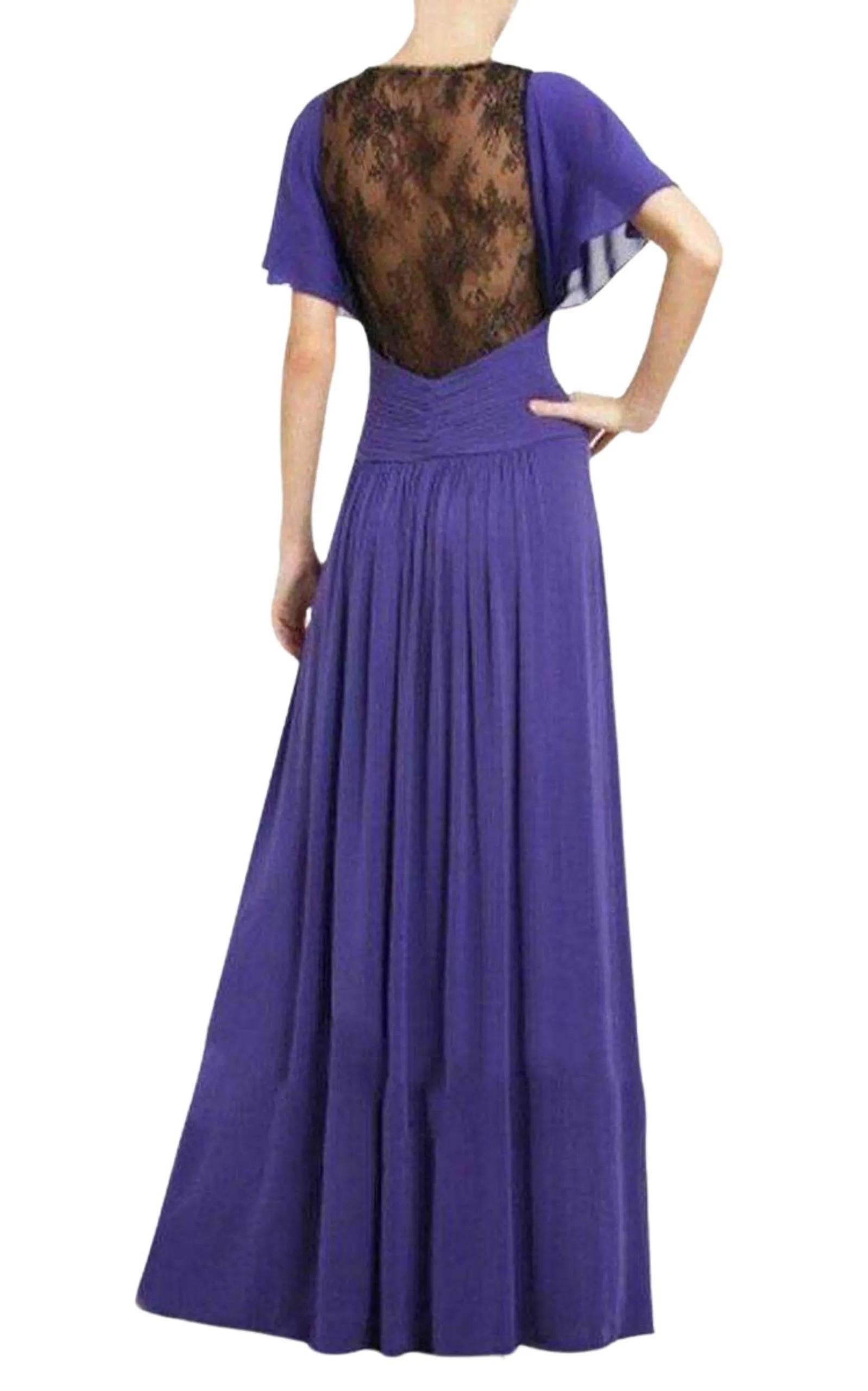 Liz Purple Lace Back Formal Gown