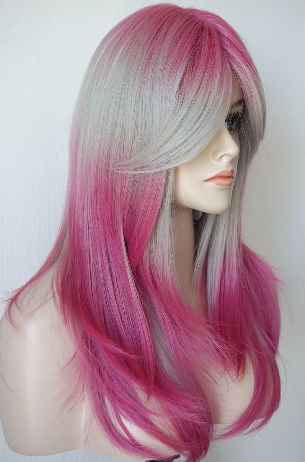 Long Layered Shoulder Length blonde Red wig Three tone wig Synthetic Hair Fiber Wigs for White Women