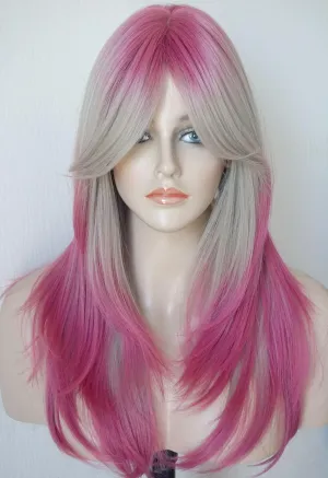 Long Layered Shoulder Length blonde Red wig Three tone wig Synthetic Hair Fiber Wigs for White Women