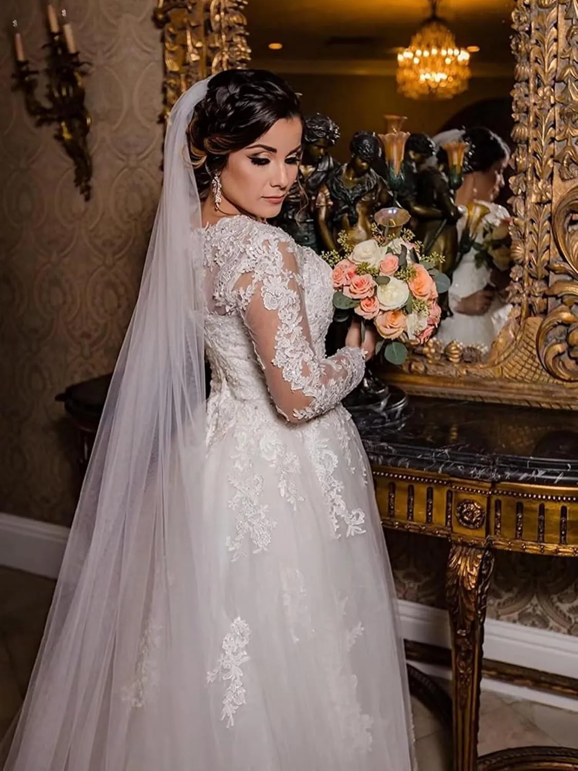 Long Sleeves Wedding Dresses for Bride 2025 Boho Beach A-Line Appliques Lace Bridal Ball Gowns with Train