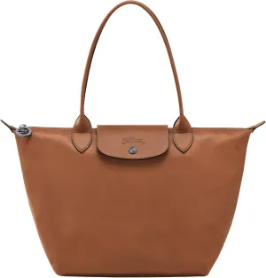 Longchamp Le Pliage Medium Tote Leather Shoulder Bag, Cognac