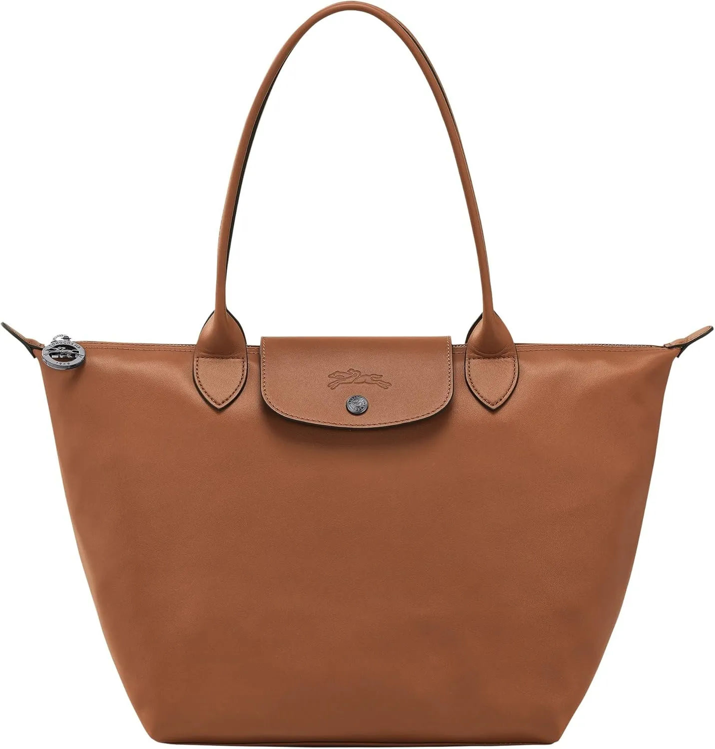 Longchamp Le Pliage Medium Tote Leather Shoulder Bag, Cognac