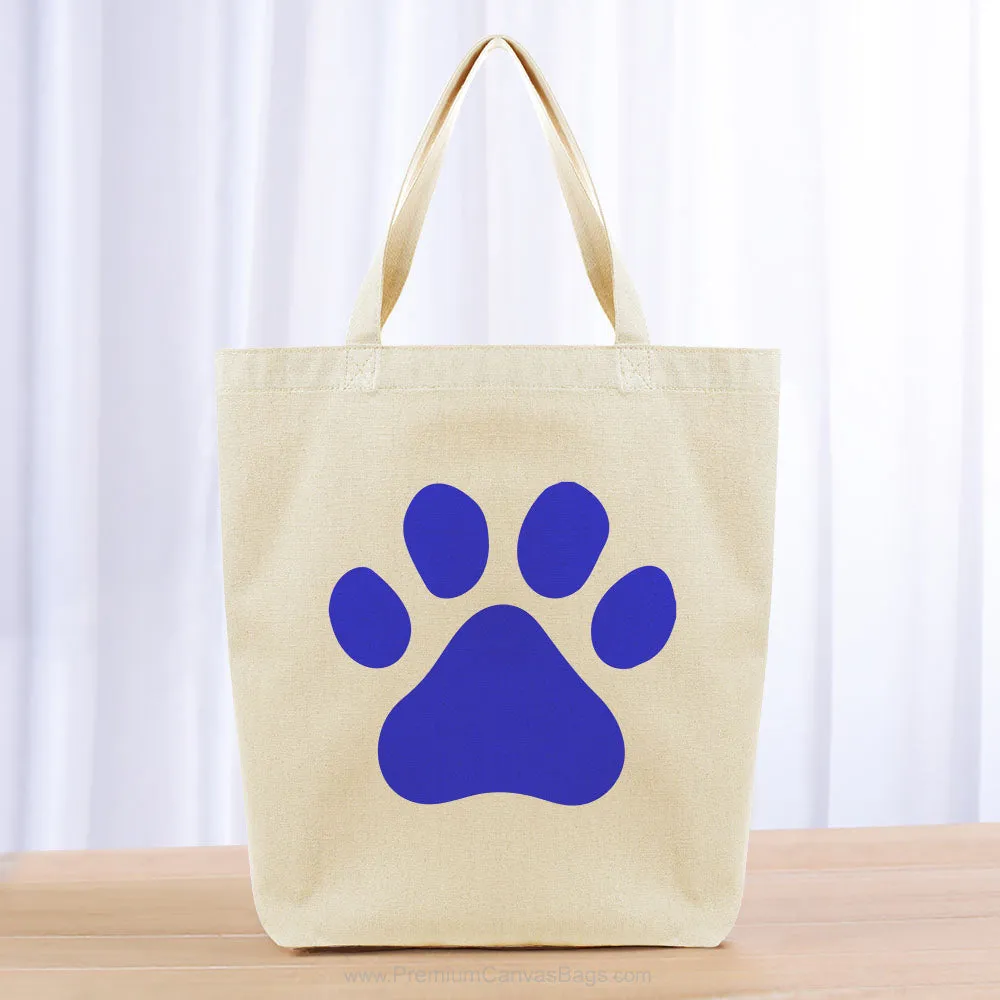 Love Dog Paw Print Tote Bag - blue