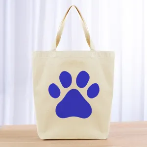 Love Dog Paw Print Tote Bag - blue