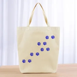 Love Dog Paw Print Tote Bag - blue