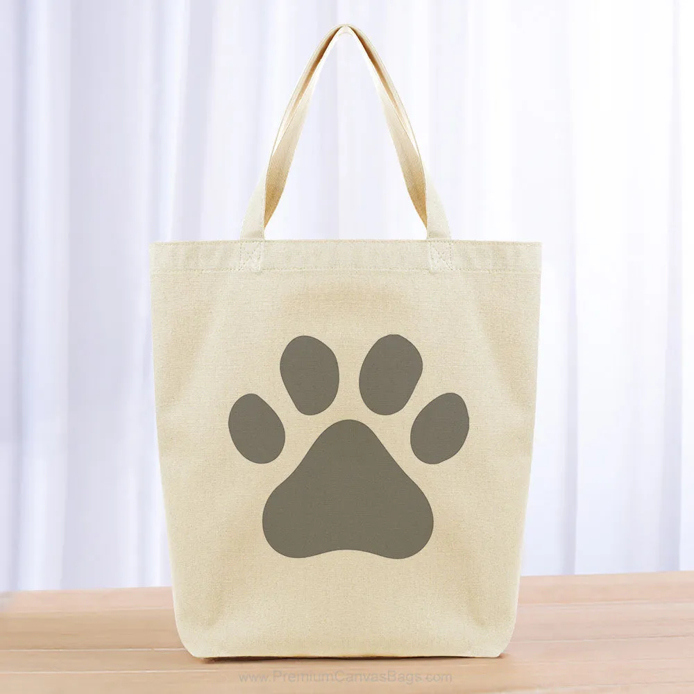 Love Dog Paw Print Tote Bag - gray