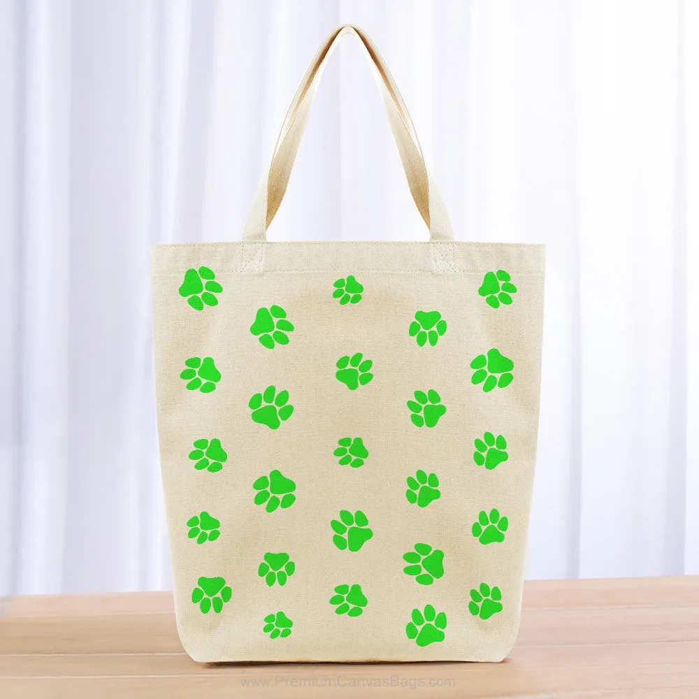 Love Dog Paw Print Tote Bag - green