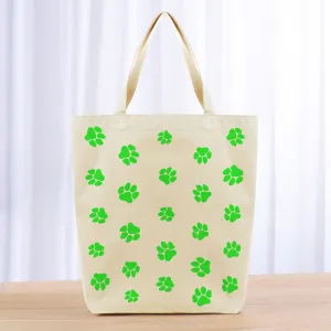 Love Dog Paw Print Tote Bag - green