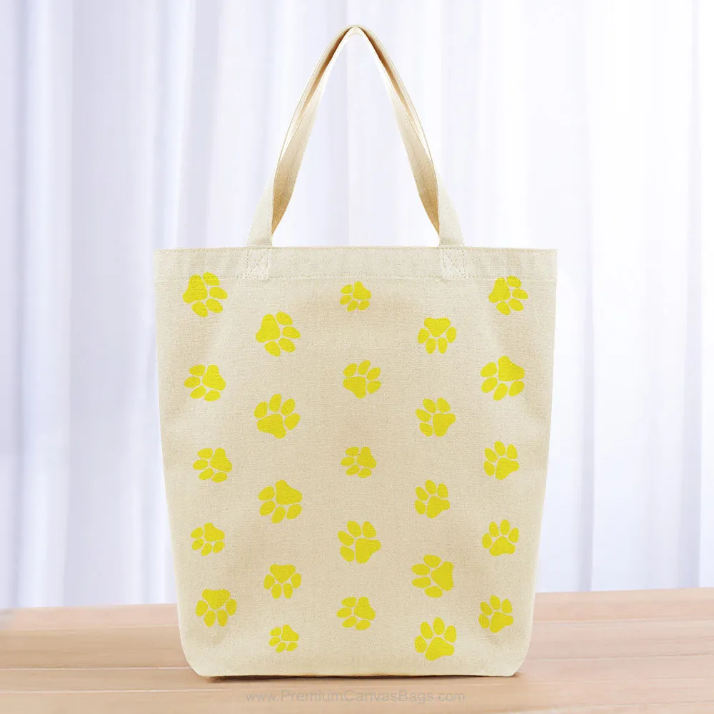 Love Dog Paw Print Tote Bag - yellow