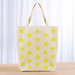 Love Dog Paw Print Tote Bag - yellow