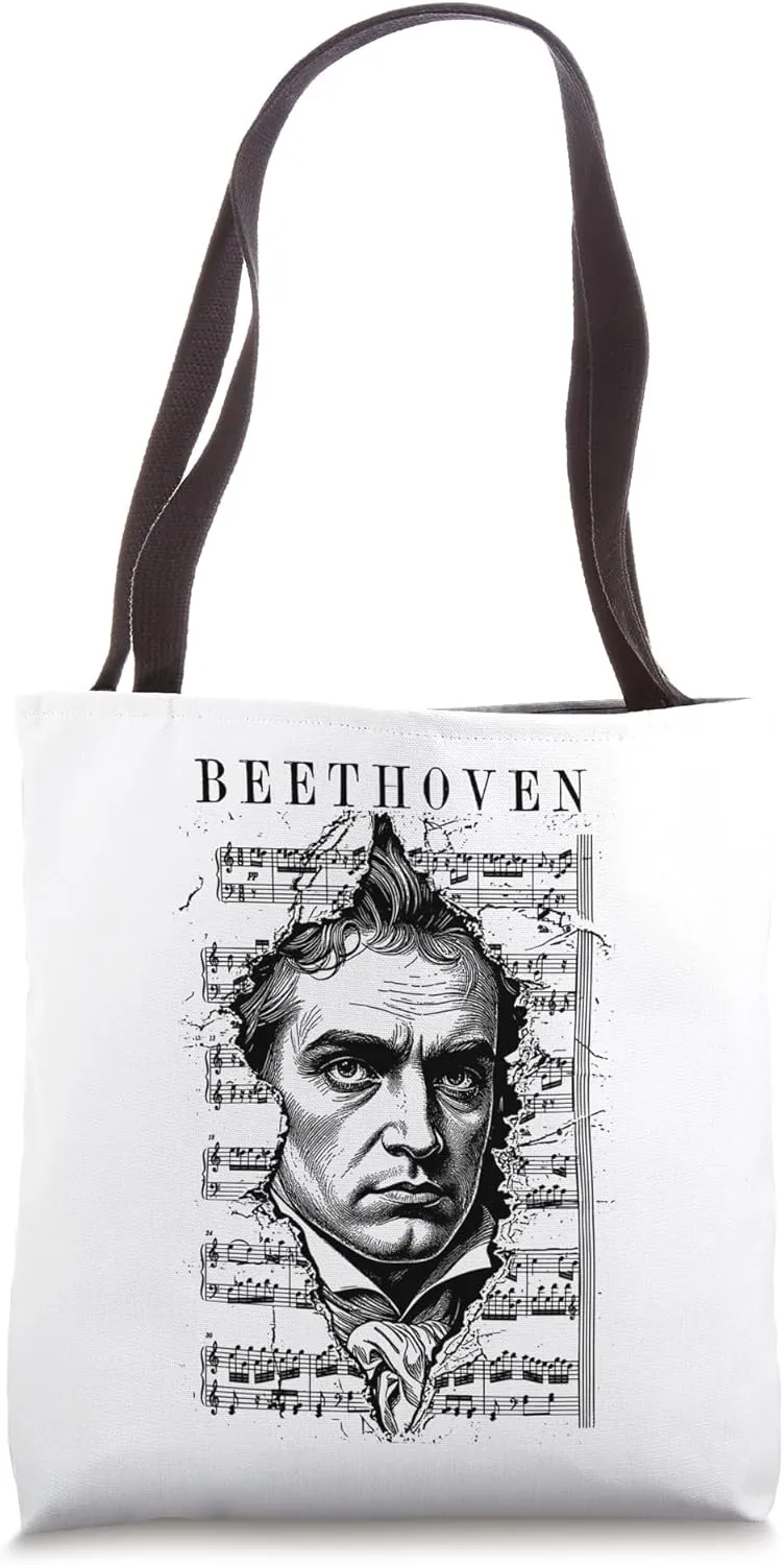 Ludwig Van Beethoven Classical Sheet Music Vintage Portrait Tote Bag