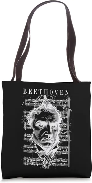 Ludwig Van Beethoven Classical Sheet Music Vintage Portrait Tote Bag