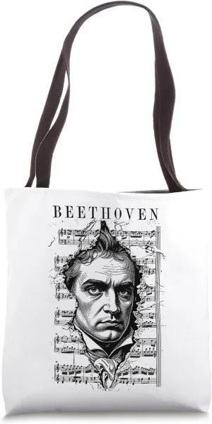 Ludwig Van Beethoven Classical Sheet Music Vintage Portrait Tote Bag