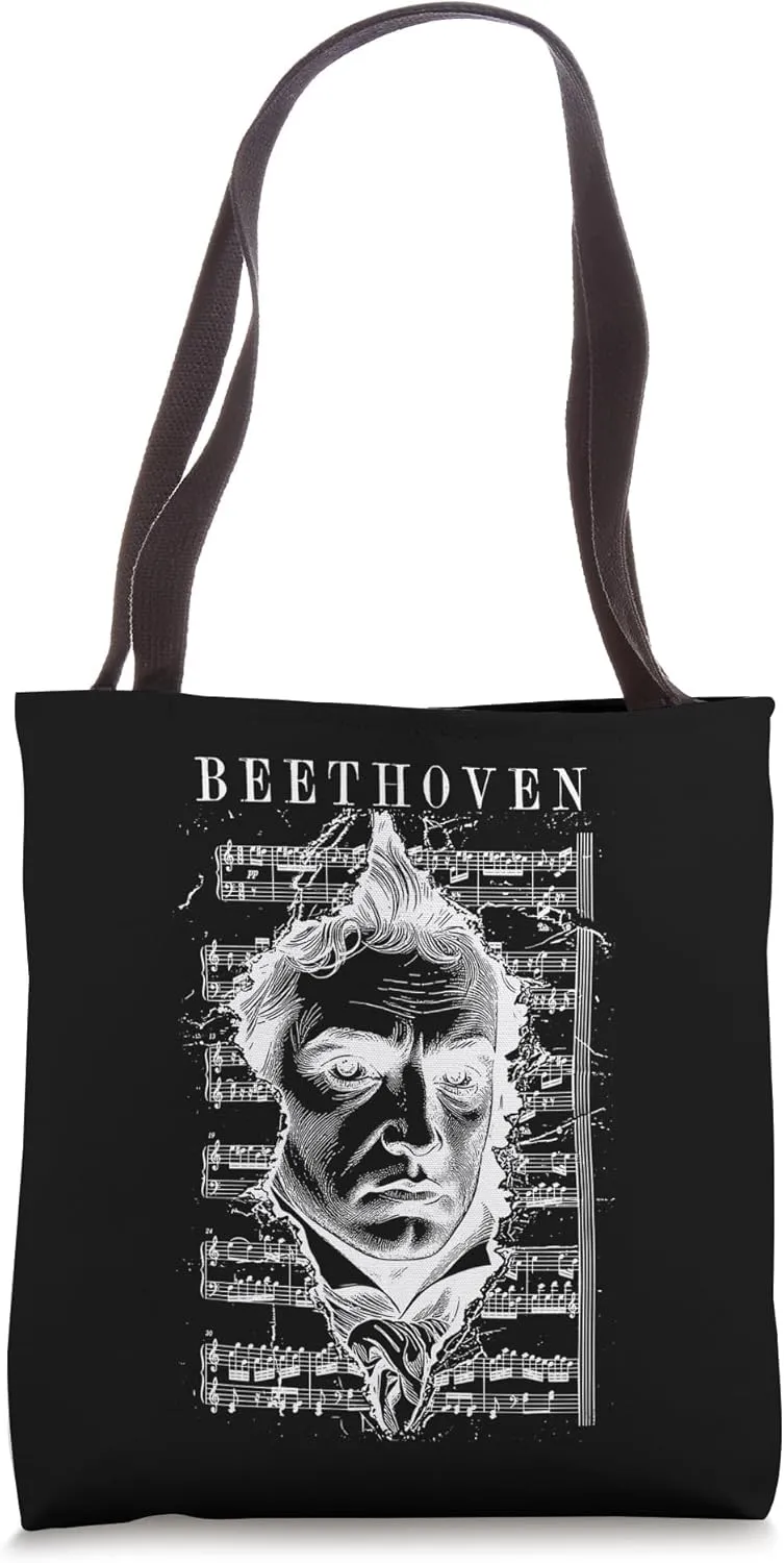 Ludwig Van Beethoven Classical Sheet Music Vintage Portrait Tote Bag