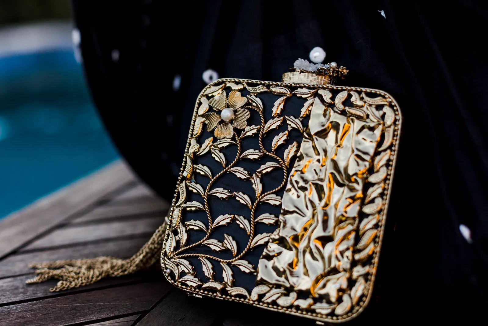 Luxe Black and Gold Dual Sided Clutch