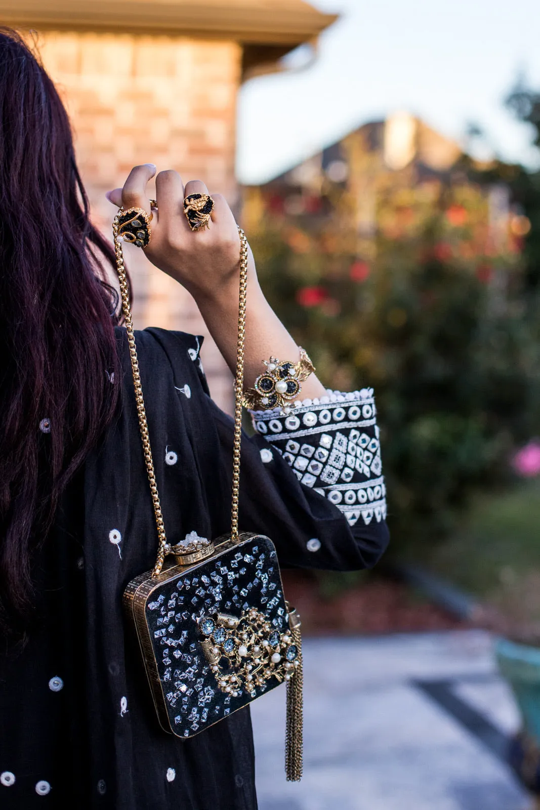 Luxe Black and Gold Dual Sided Clutch