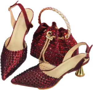 Luxury Diamond Wedding Shoes and Bag Set Italian Metal Closure Pumps for Women