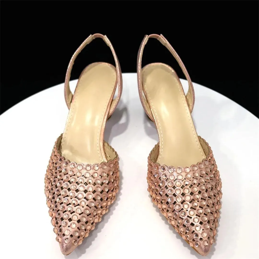 Luxury Diamond Wedding Shoes and Bag Set Italian Metal Closure Pumps for Women
