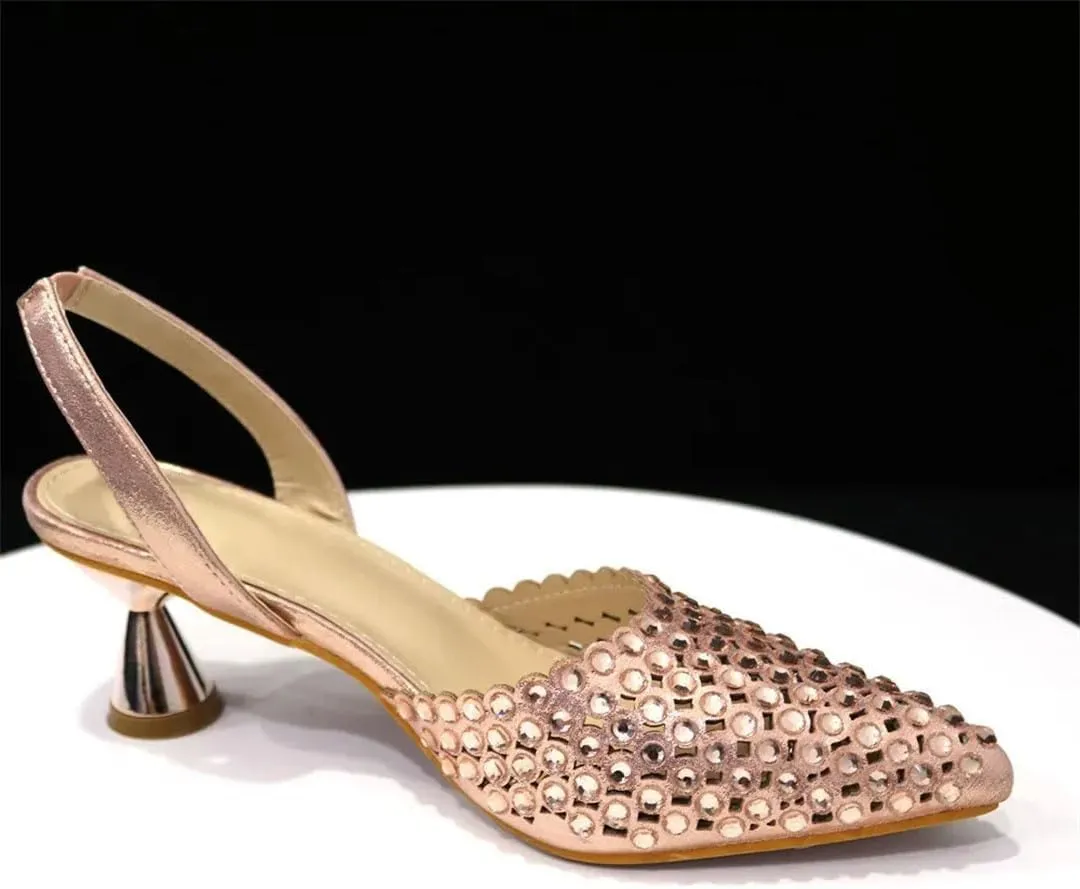 Luxury Diamond Wedding Shoes and Bag Set Italian Metal Closure Pumps for Women