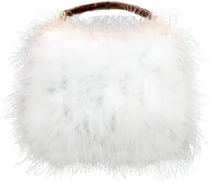 LVCOMEFF Women Bridal Feather Purse Removable Gold Chain Clutch Handbag Furry Evening Bag Holiday Party