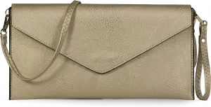 Mabel Women's Faux Leather Wristlet Clutch with Adjustable Strap – Small Evening Shoulder Purse – Piper