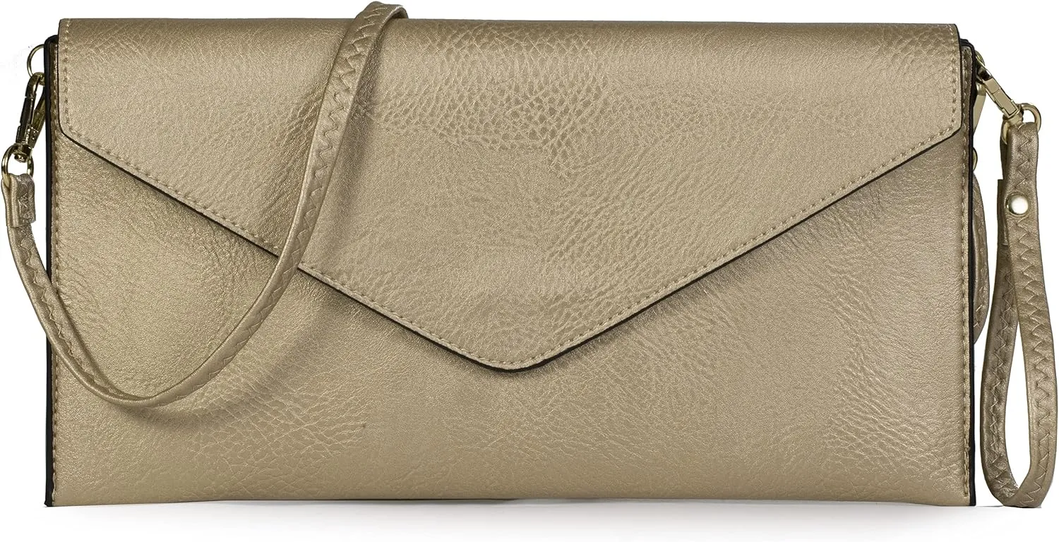Mabel Women's Faux Leather Wristlet Clutch with Adjustable Strap – Small Evening Shoulder Purse – Piper