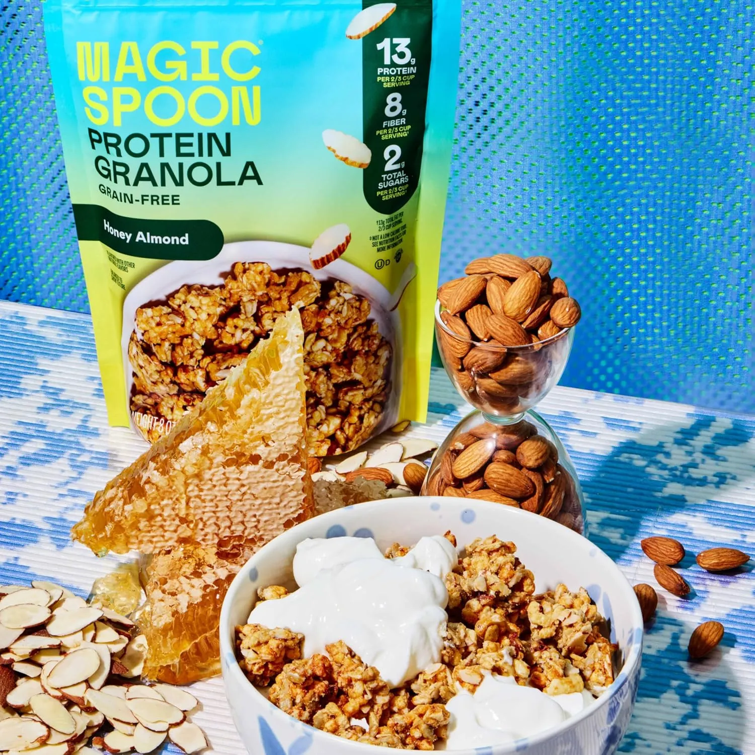 Magic Spoon Protein Granola - High Protein Granola, Keto Friendly, Low Sugar, Grain Free, Healthy Breakfast or Quick Snack (1 bags each: Honey Almond, Peanut Butter)