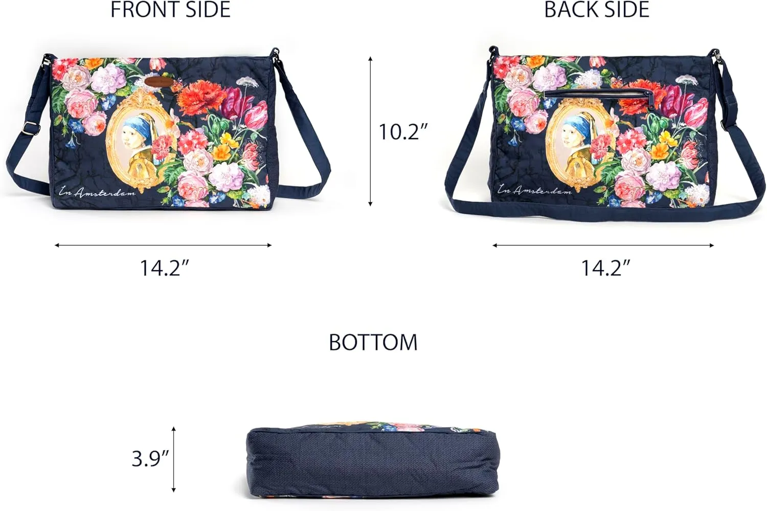 Maison d' Hermine Hand Bags for Women Cotton Shoulder Bag for Shopping Travel Everyday Use Cross Body Tote purse Sling Bag