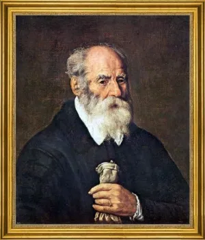 Marcantonio Bassetti Portrait of an Old Man with Gloves - 16" x 20" Premium Canvas Print with Gold Frame