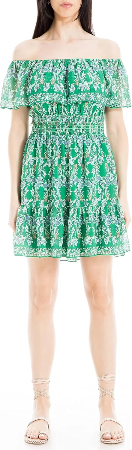 Max Studio Women's Off The Shoulder Smocked Short Dress
