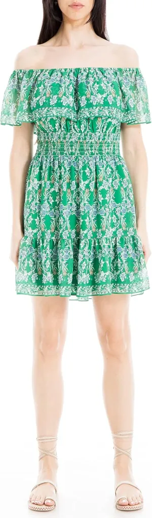 Max Studio Women's Off The Shoulder Smocked Short Dress