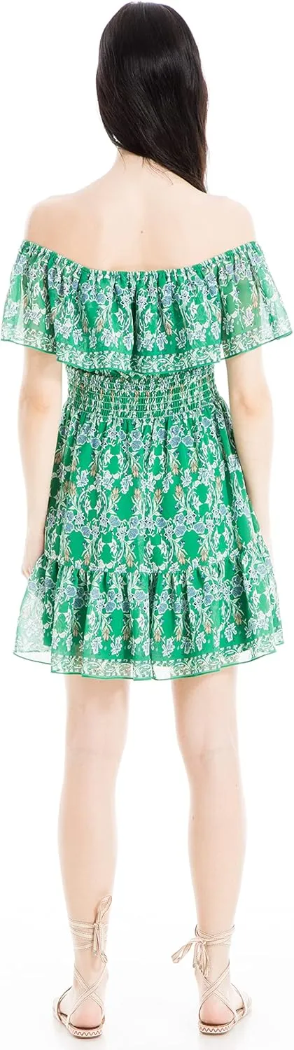 Max Studio Women's Off The Shoulder Smocked Short Dress