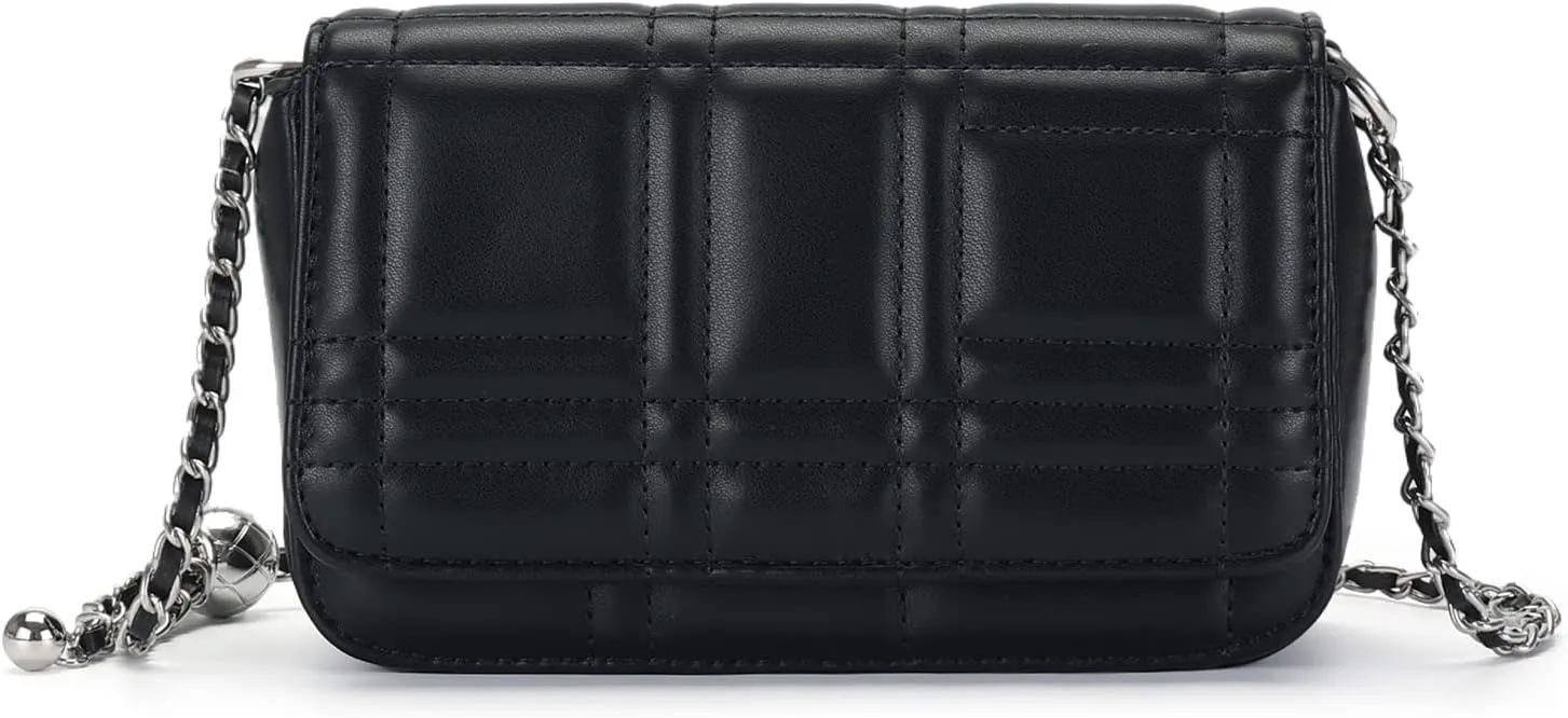 MAXWISE Crossbody Bags for Women Quilted Shoulder Bag with Chain StrapTrendy Clutch Satchel medium lightweight shoulder