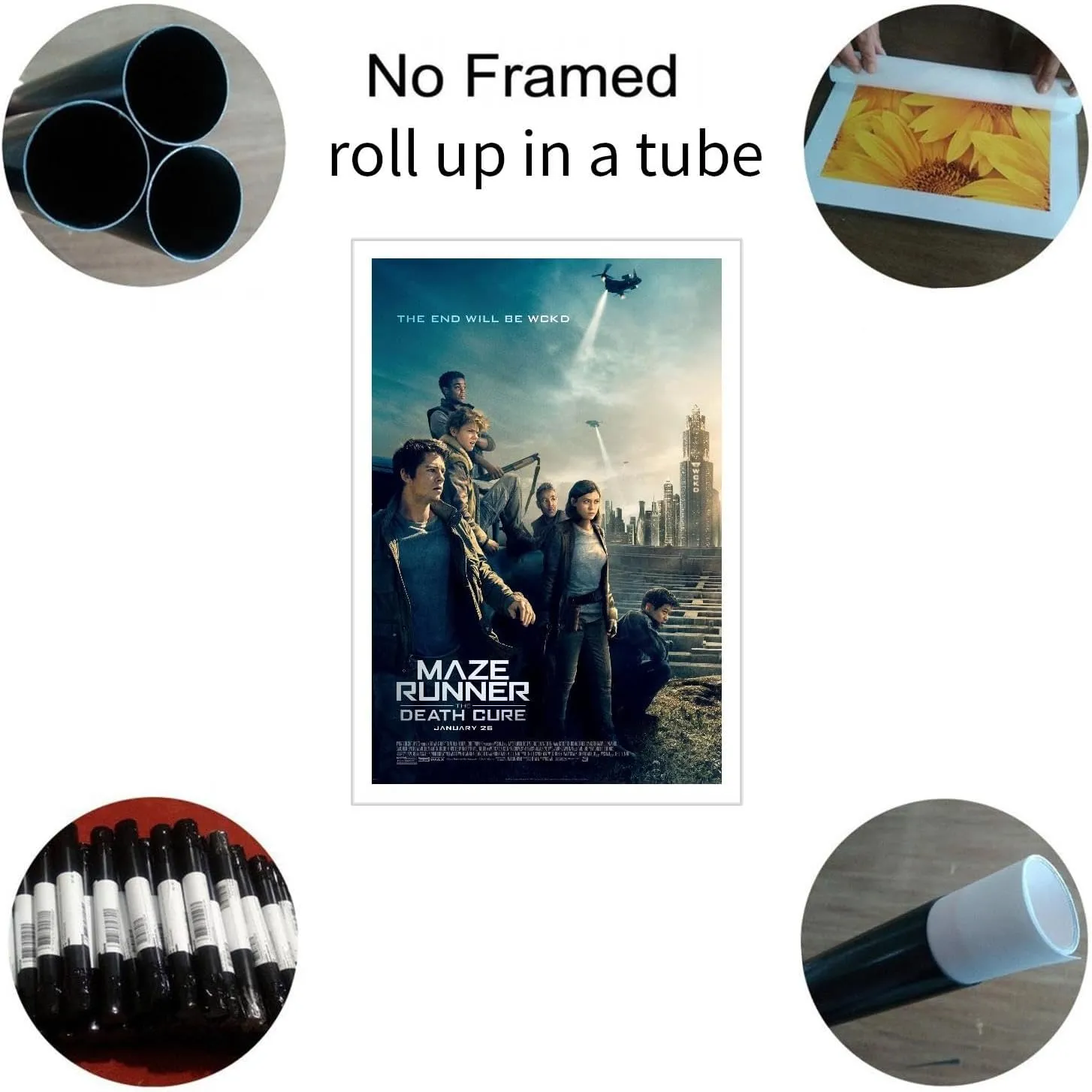 Maze Runner The Death Cure Movie Poster Action Science Fiction Movie Canvas Prints Science Fiction Adventure Movie Wall Art For Home Office Bedroom Decorations Unframed 24"x16"