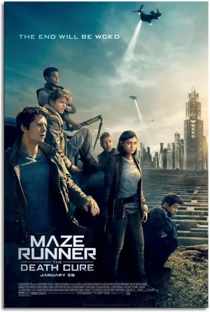 Maze Runner The Death Cure Movie Poster Action Science Fiction Movie Canvas Prints Science Fiction Adventure Movie Wall Art For Home Office Bedroom Decorations Unframed 24"x16"