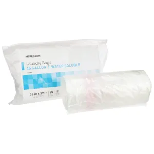 McKesson Laundry Bags for Soiled Linens, Hot Water Soluble - Economy, Polyvinyl Alcohol Film, Clear - 0.8 mil, 40 gal - 45 gal Capacity, 36 in x 39 in, 25 Count, 1 Pack