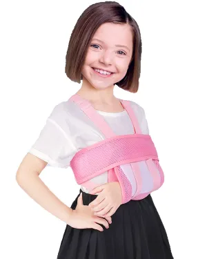 Medical Kids Arm Sling, Breathable, Soft & Comfort, Adjustable, Toddler Children Pediatric Rotator Cuff, Elbow Support for Broken, Fractured Arm & Shoulder Injury, Immobilizer Band (Pink)