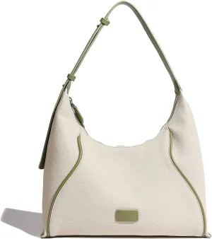 Medium Hobo Purses for Women Contrast Color Canvas Design Women's Shoulder Bags
