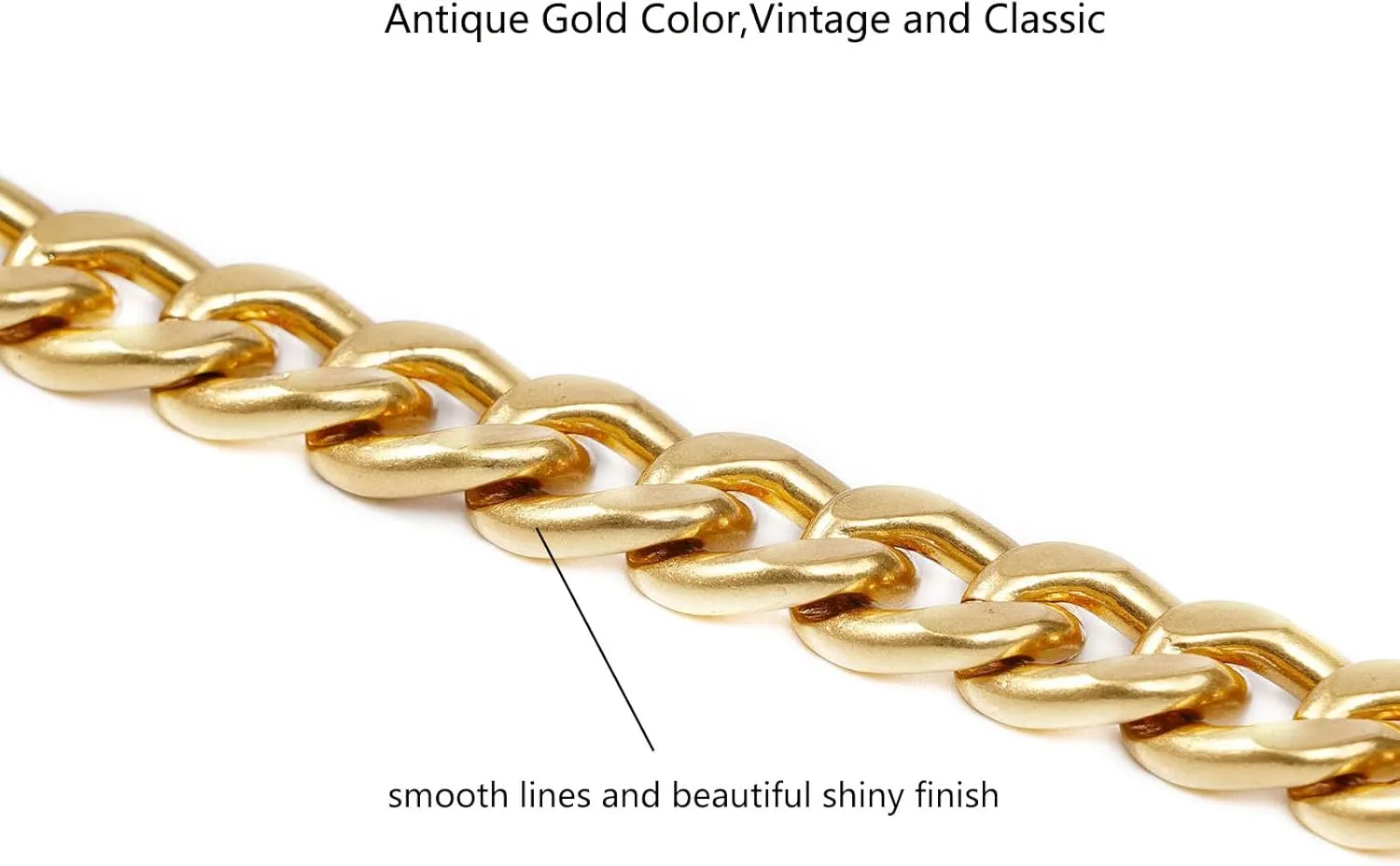 Medium Size Fabulous Metal Shoulder Crossbody Purse Strap Replacement Bag Chain Accessories (18‘’, Antique Gold)
