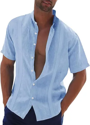 Men's Button Down Shirts Short Sleeve Casual Casual Cotton Summer Beach Wedding Shirts with Pocket Mens Fashion