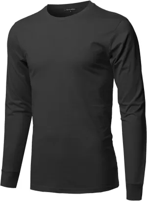 Men's Causal Solid Basic 100% Ring Spun Cotton Long Sleeve T-Shirt