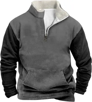Mens Corduroy Sweatshirt Country Sweatshirts Thermal Warm Sweater Casual Loose Lapel Collar Fit Casual Jacket Coats