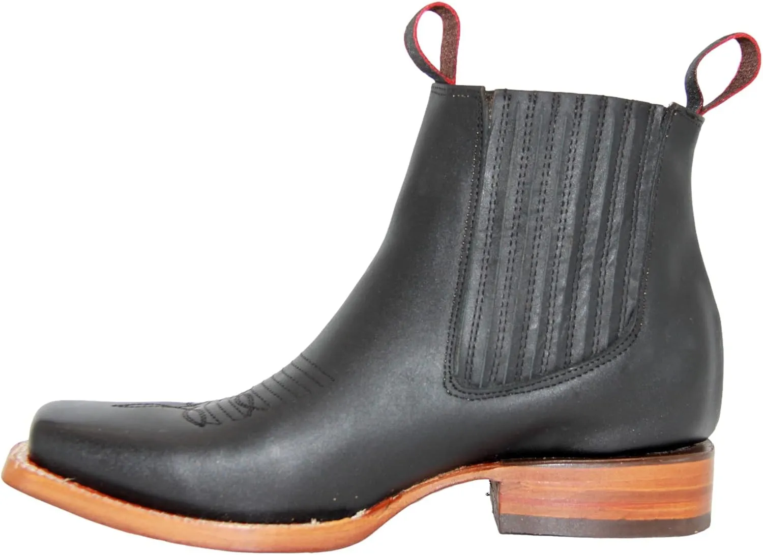 Men's Genuine Leather Square Toe Short Ankle Rodeo Cowboy Boot