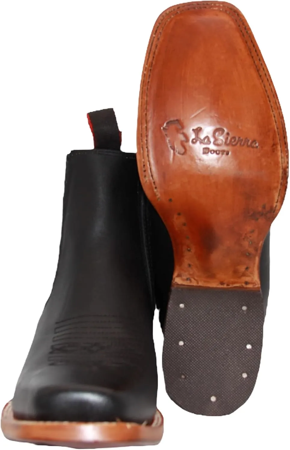 Men's Genuine Leather Square Toe Short Ankle Rodeo Cowboy Boot