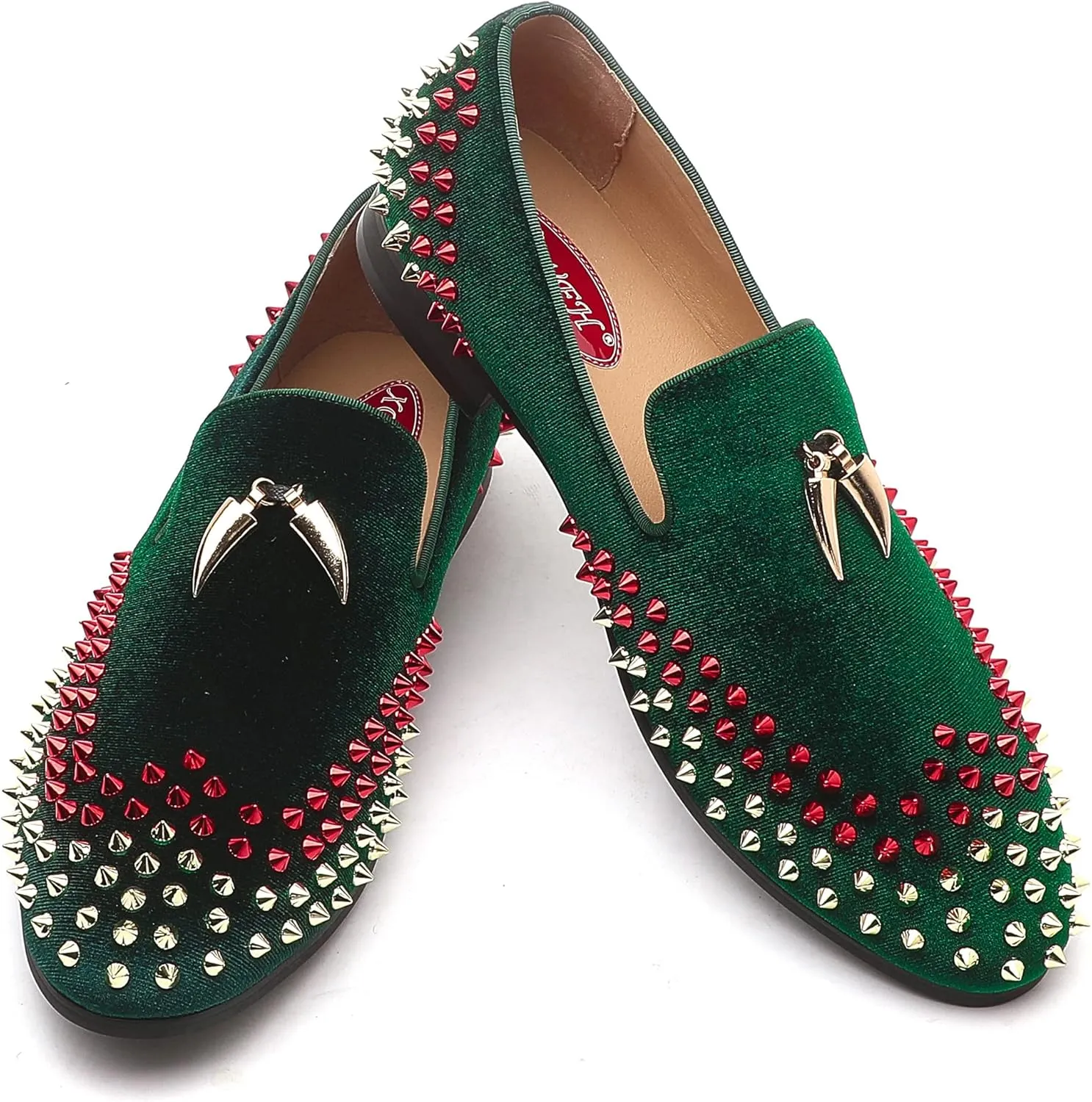 Mens Leopard Loafers Leather Embroidery Spiked Slip on Dress Shoes Slipper Luxury Fashion Penny Prom